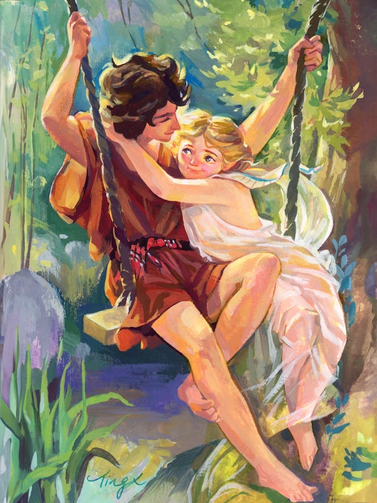 Gouache Illustration Swing