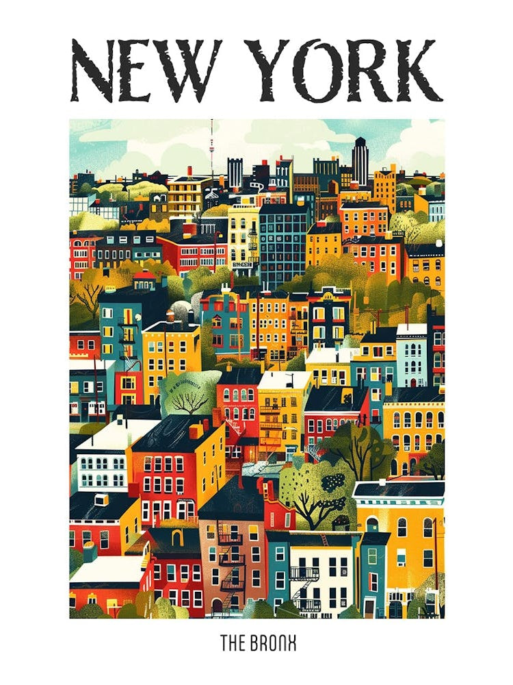 The Bronx New York Colourful Silkscreen Illustration 4 Poster