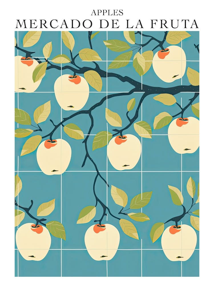 Mercado De La Fruta Apples Illustration 2 Poster