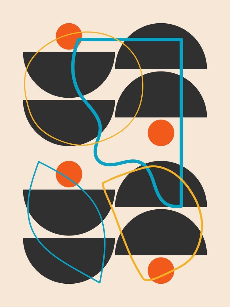 Mid Century Mit Abstrakten Linien