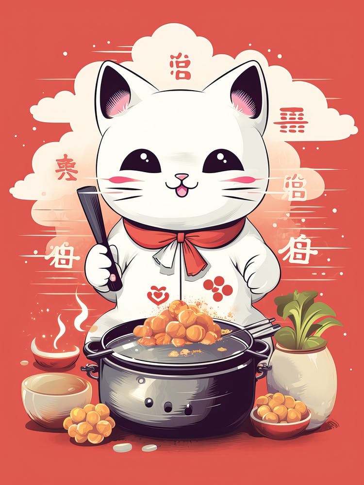 Kawaii Cat Drawings Cooking 4