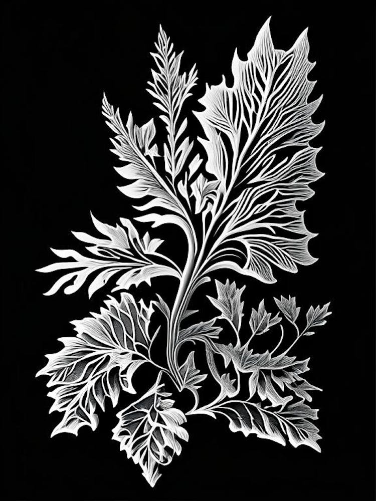 Wood Betony Leaf Linocut