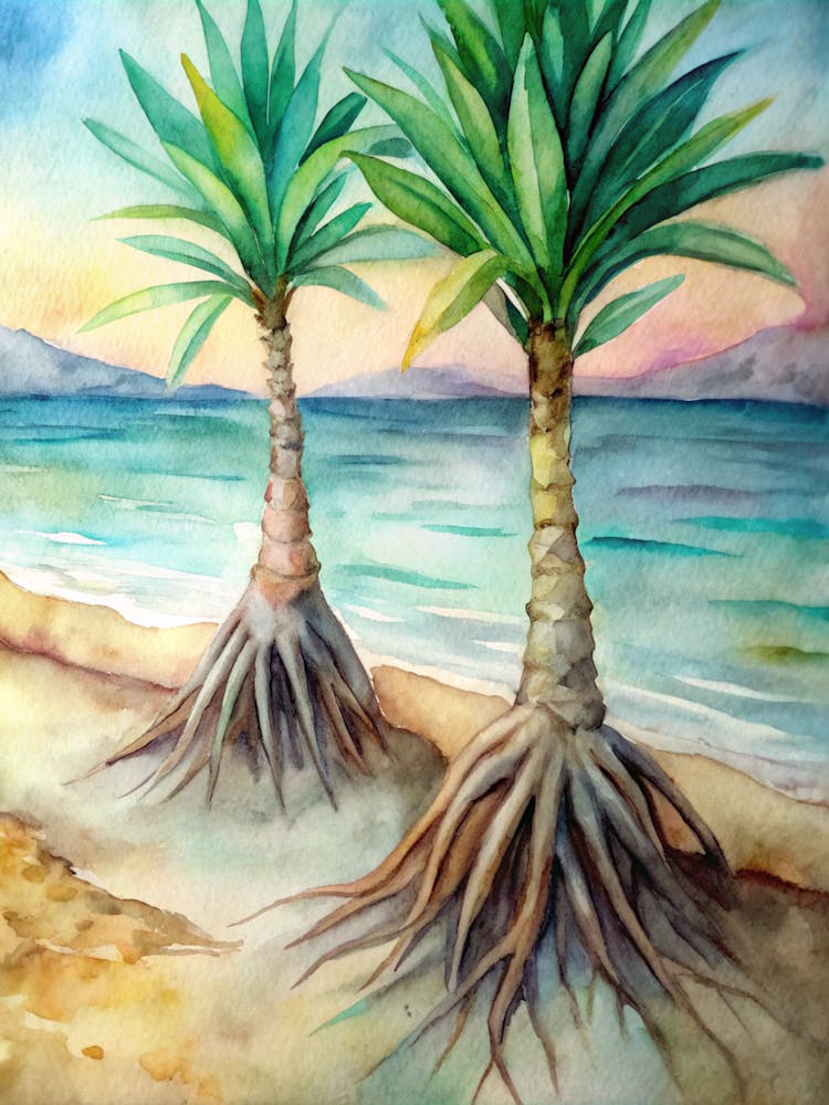 Two Palm Trees On The Beach