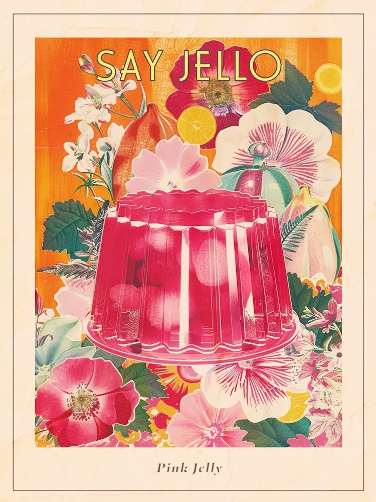 Pink Jelly Retro Dessert Collage 2 Poster