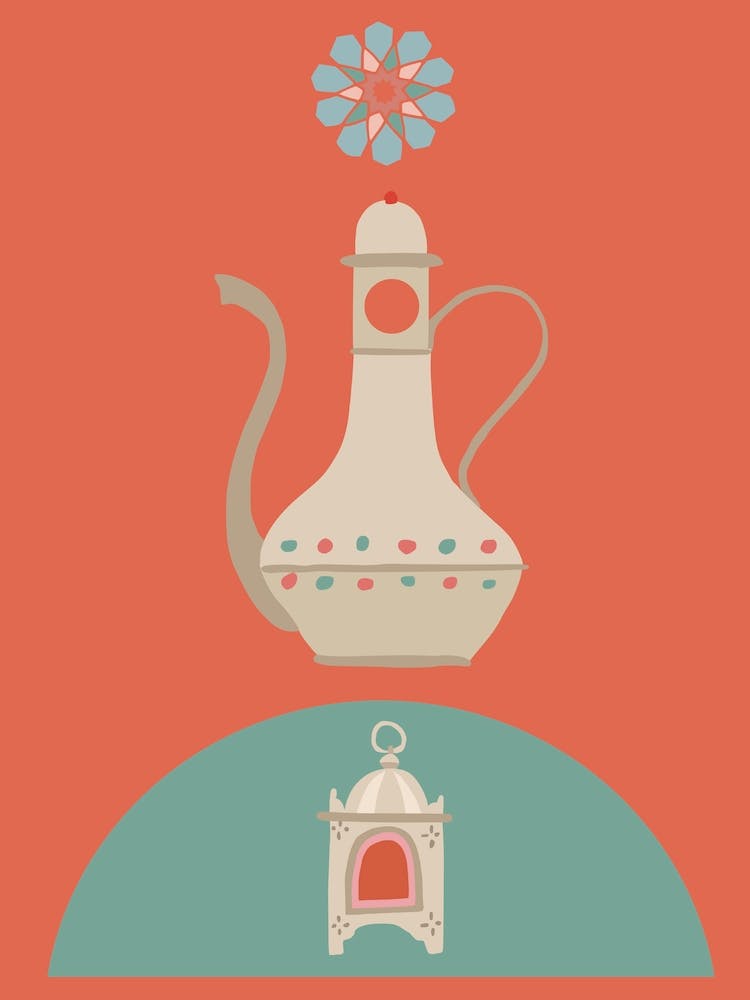 Moroccan Teapot Wall Art Red