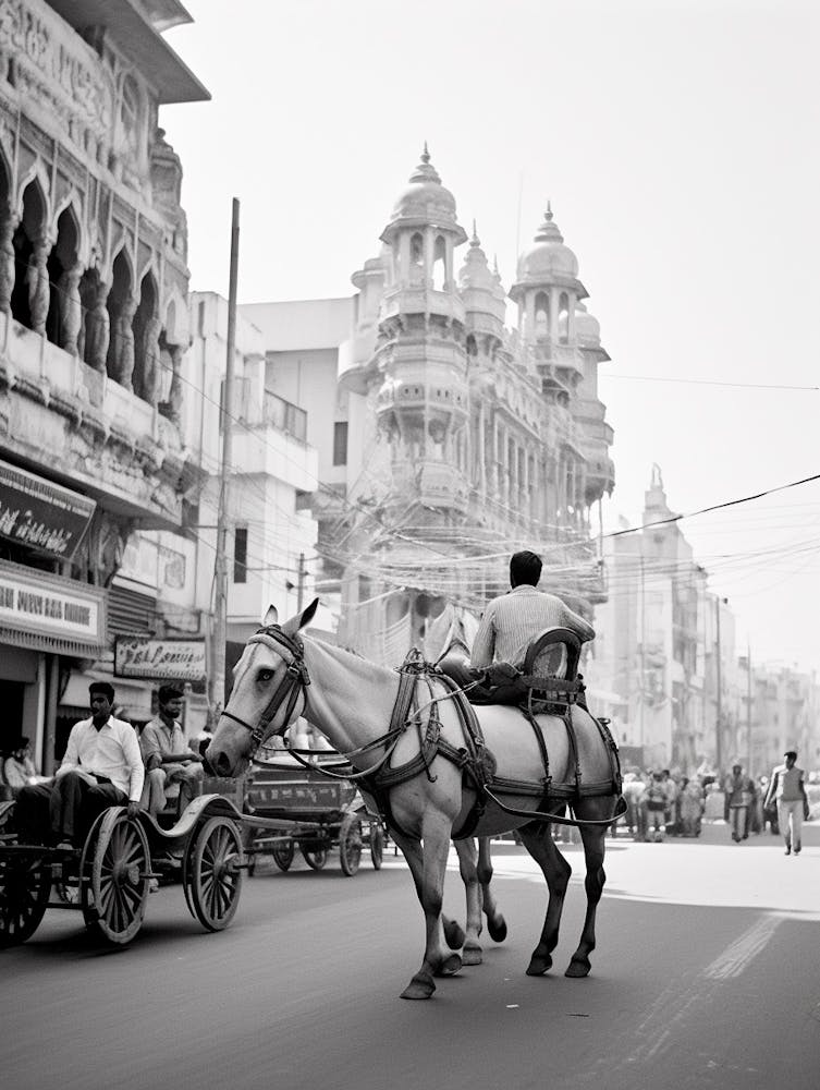 Hyderabad, India, Black And White Old Photo 3