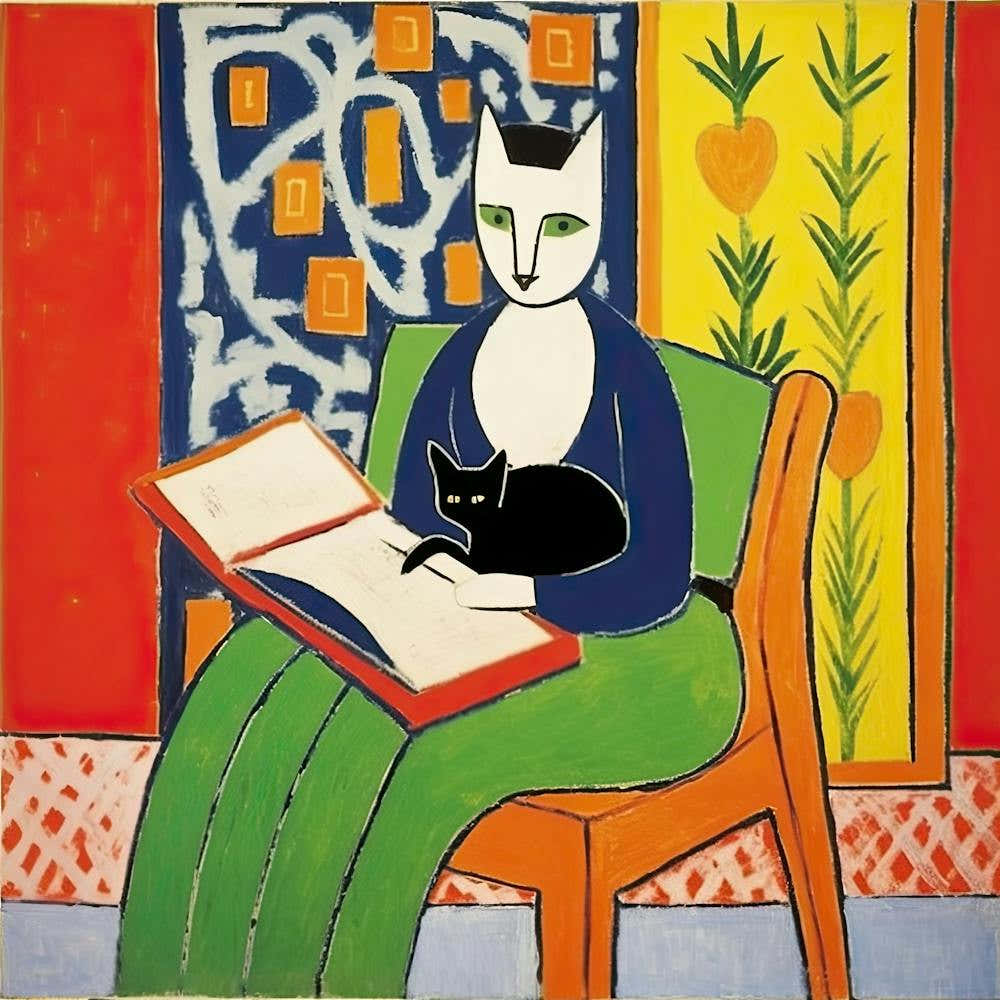 A Cat Reading A Book