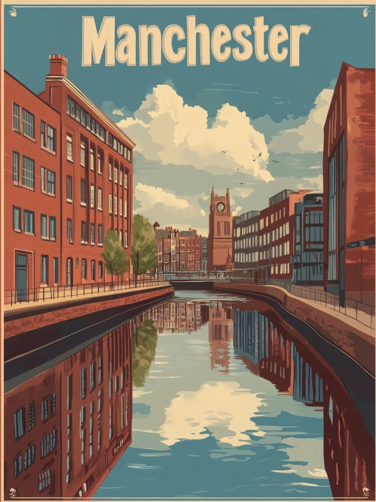 Aihrgdesign A Retro Travel Poster For Manchester Featuring Th 401d1fc9 1d4d 4652 8357 F4721af26148 1