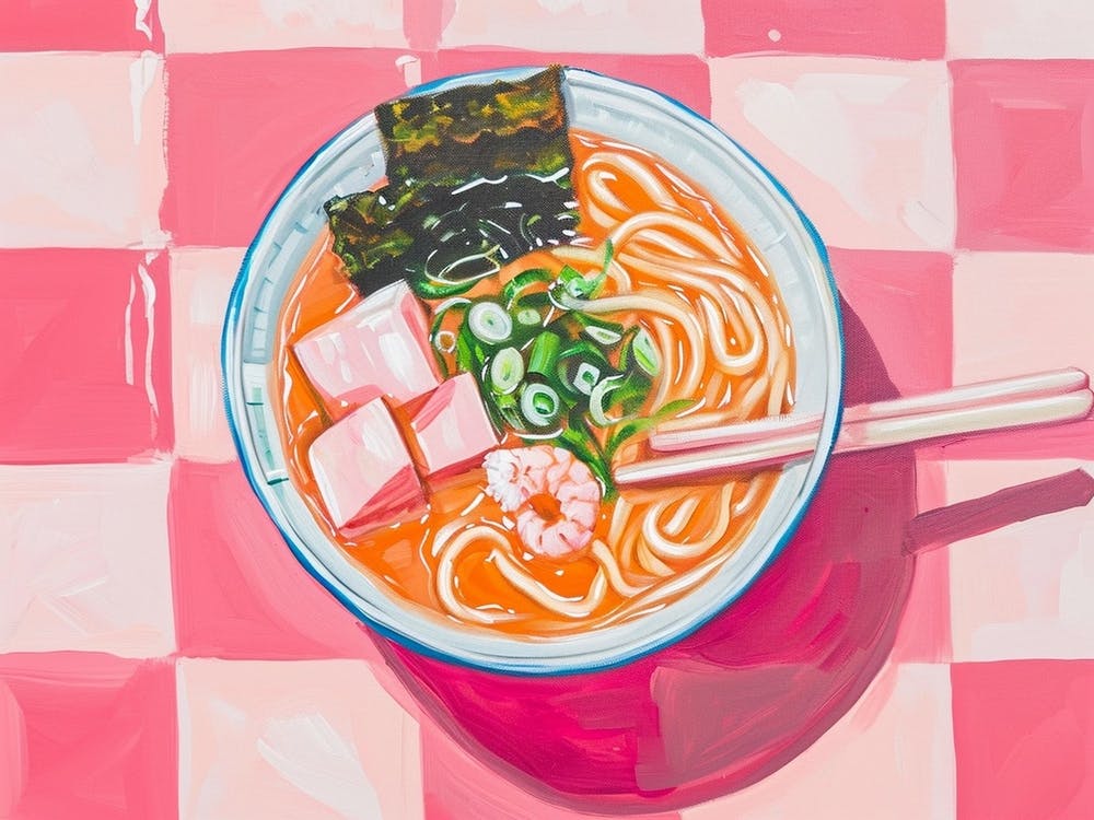 Pho Soup Pink Checkerboard 2