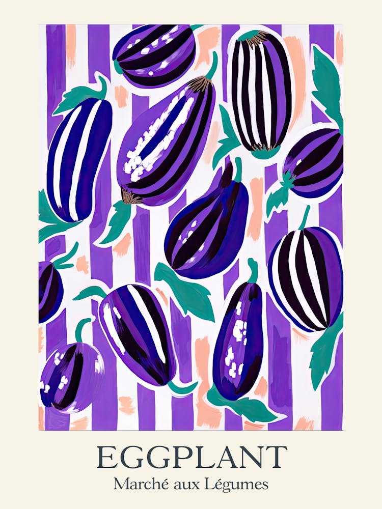 Marche Aux Legumes Eggplant Summer Illustration 1