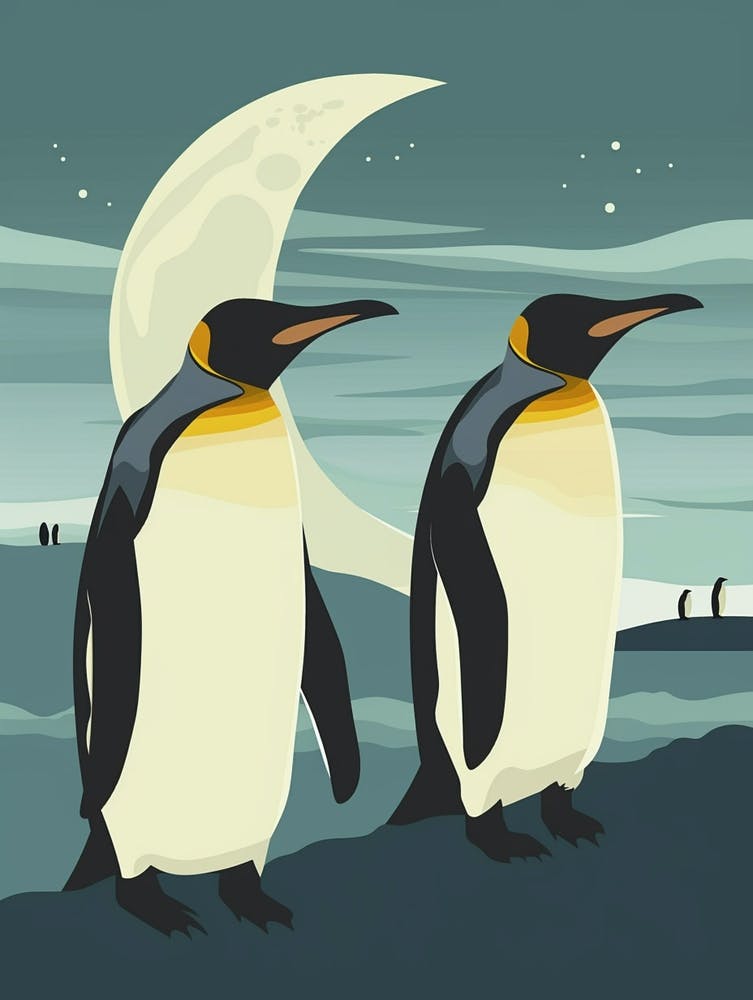 Kaiserpinguin Half Moon Island Minimalistische Illustration 3