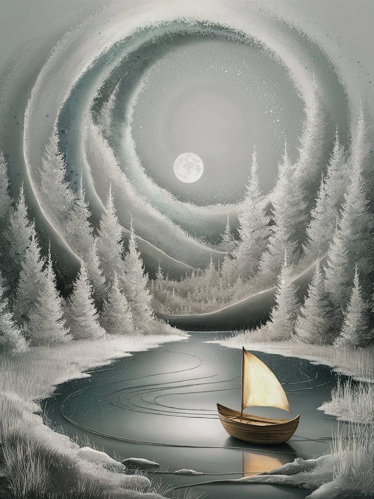 Boat In The Snow Canvas Print