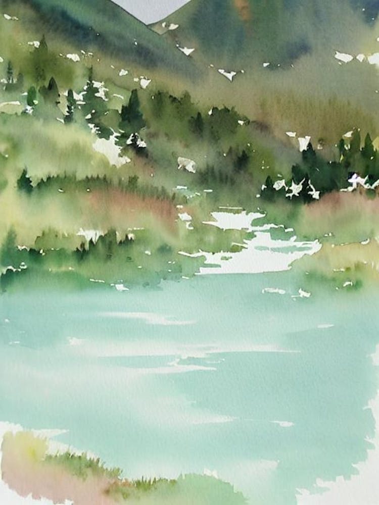 Pyrénées National Park France Water Colour Poster