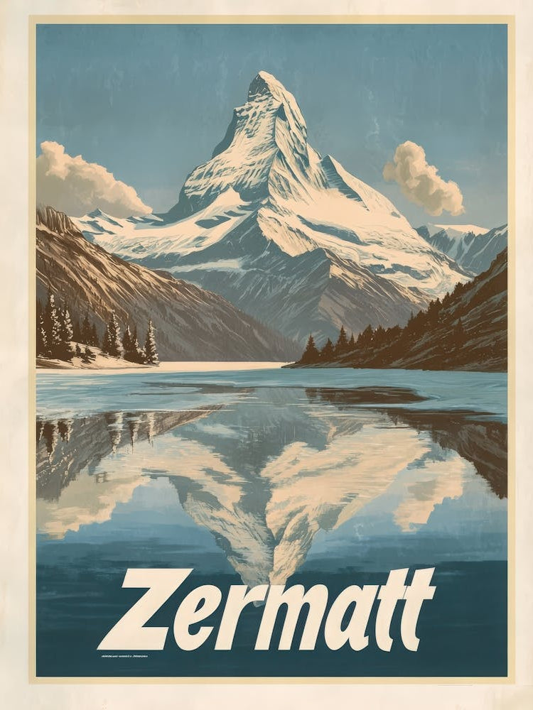 Aihrgdesign A Mid Century Modern Travel Poster For Zermatt 5