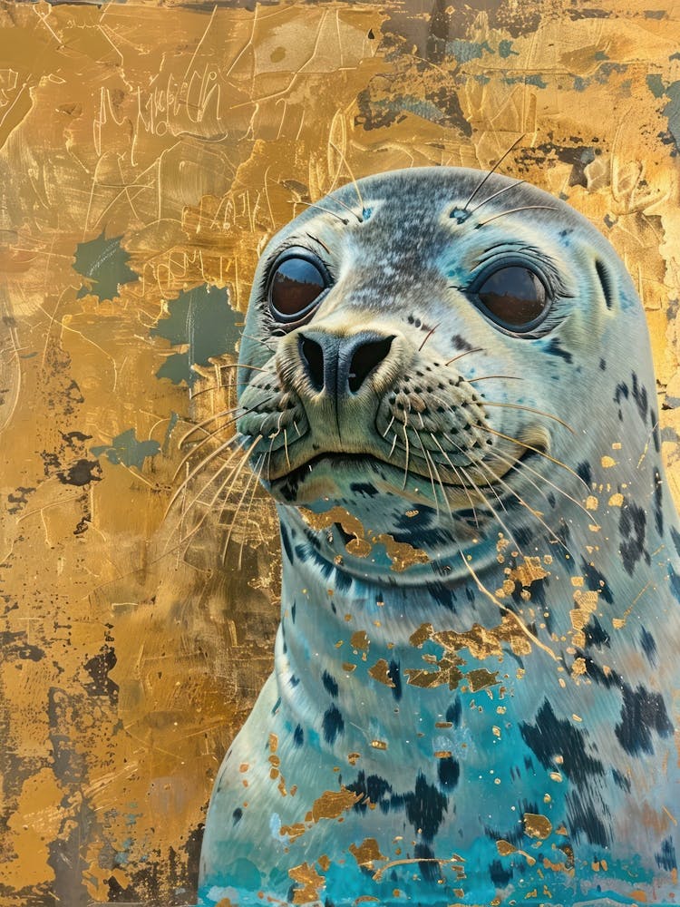Harp Seal Pup Gold Effect Collage 3
