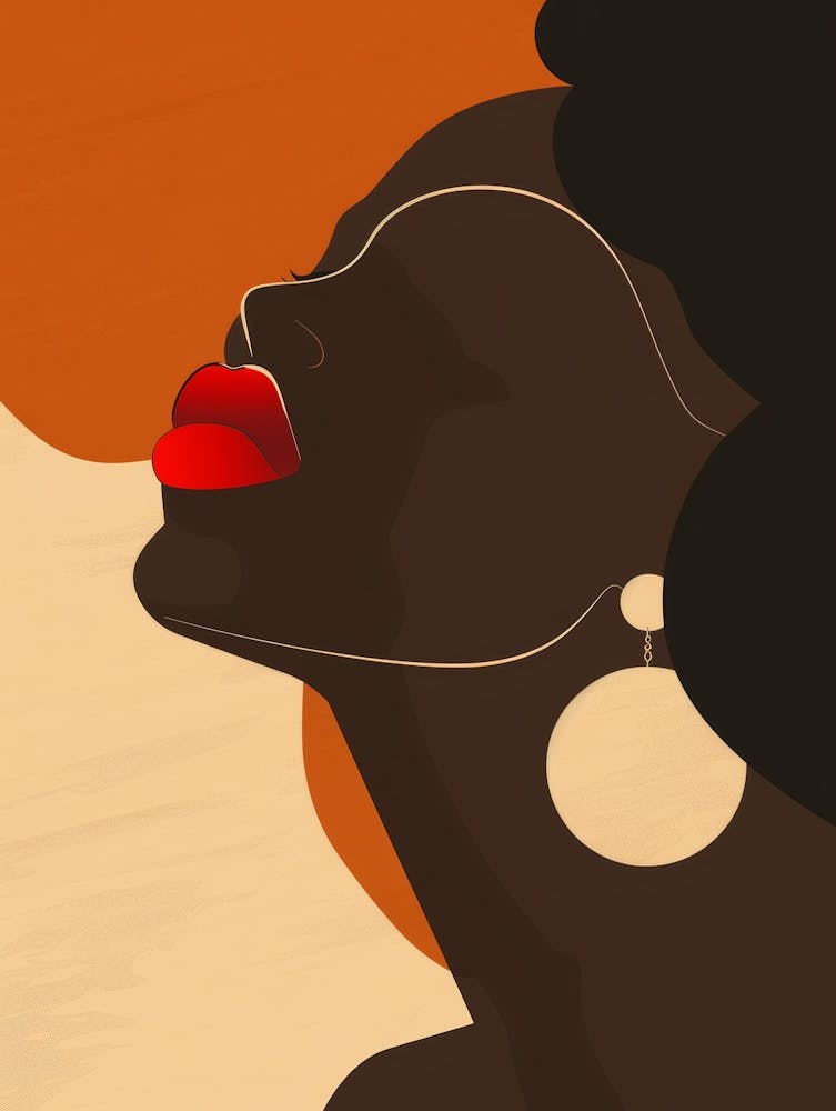 African Woman With Red Lips