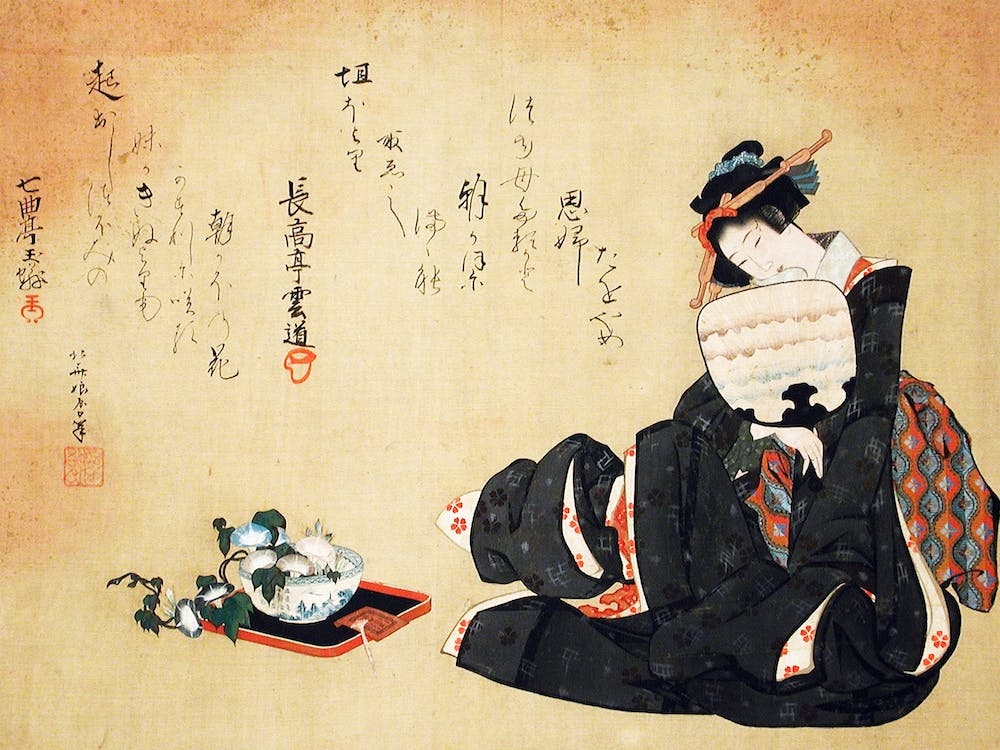 Woman With Morning Glories, Katsushika Hokusai
