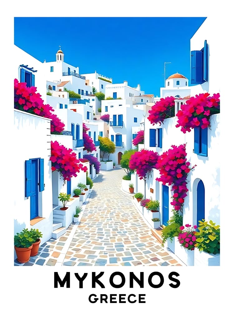 Mykonos - Greece Vintage Travel Poster 27