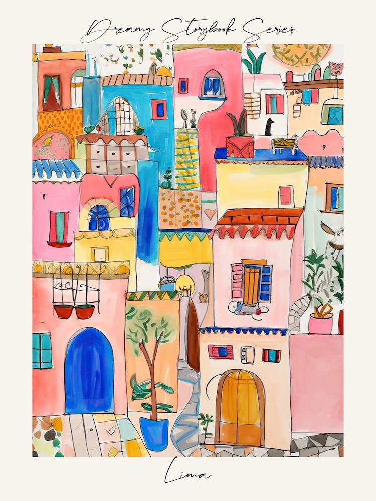 Poster Of Lima, Dreamy Storybook Illustration 1