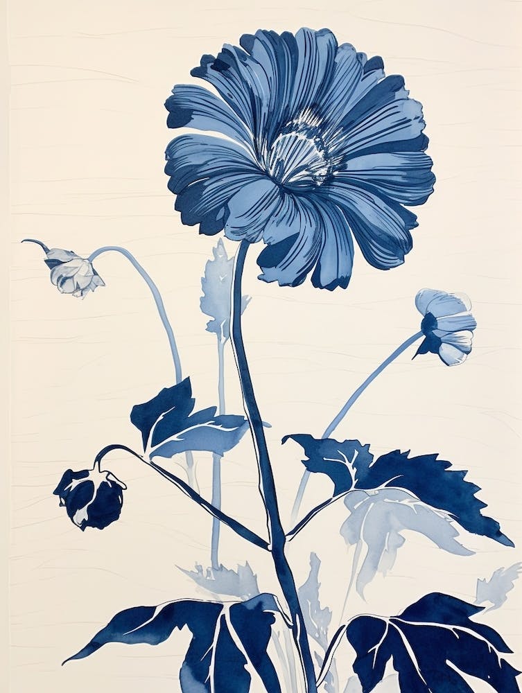 Blue Botanical Gerbera Daisy 1