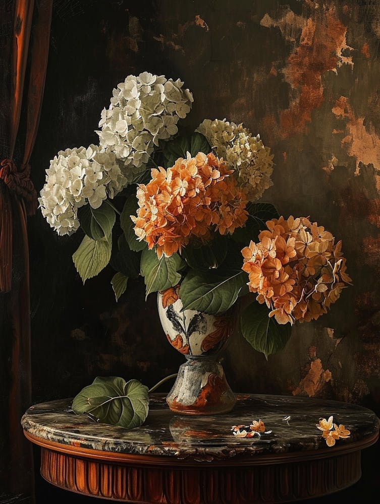 Barockes Blumen-Stillleben Hortensie 1