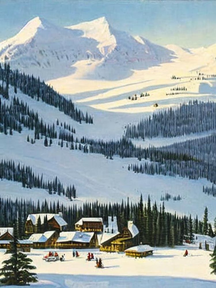 Panorama, Canada Skigebiet Vintage-Landschaft 1 Ski-Poster