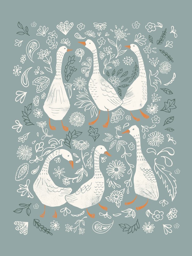 Geese And Florals