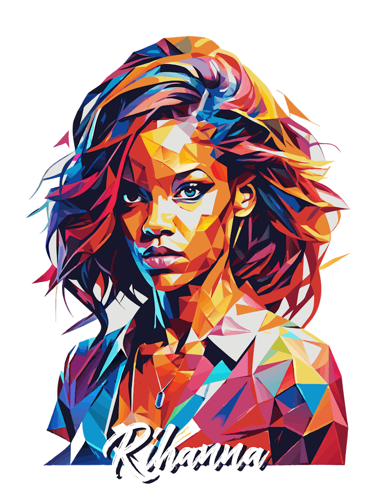 Rihanna 02 Portrait Music Icon WPAP Pop Art Style