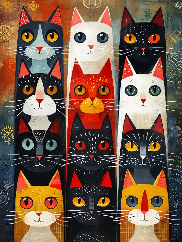 Beautiful Painting Funky Cats 12