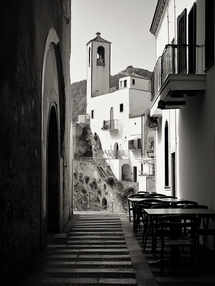 Amalfi, Italie, Photographie Méditerranéenne Noir et Blanc Argentique 2