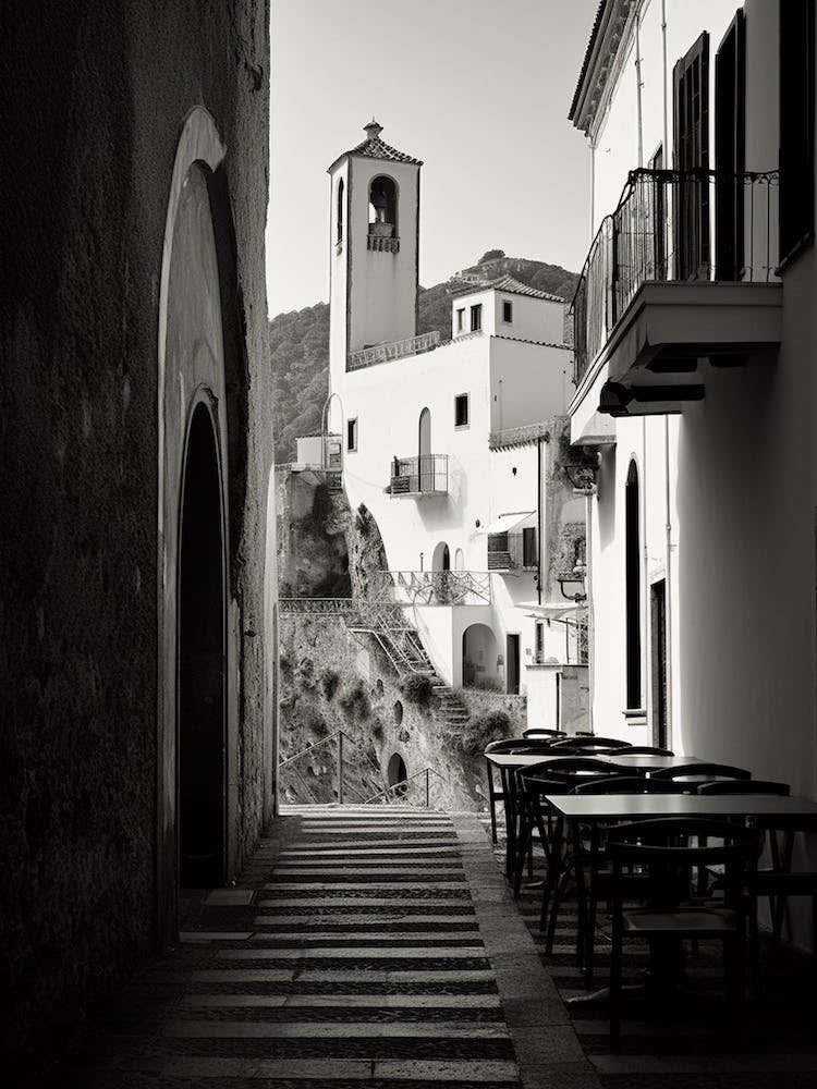 Amalfi, Italy, Mediterranean Black And White Photography Analogue 2