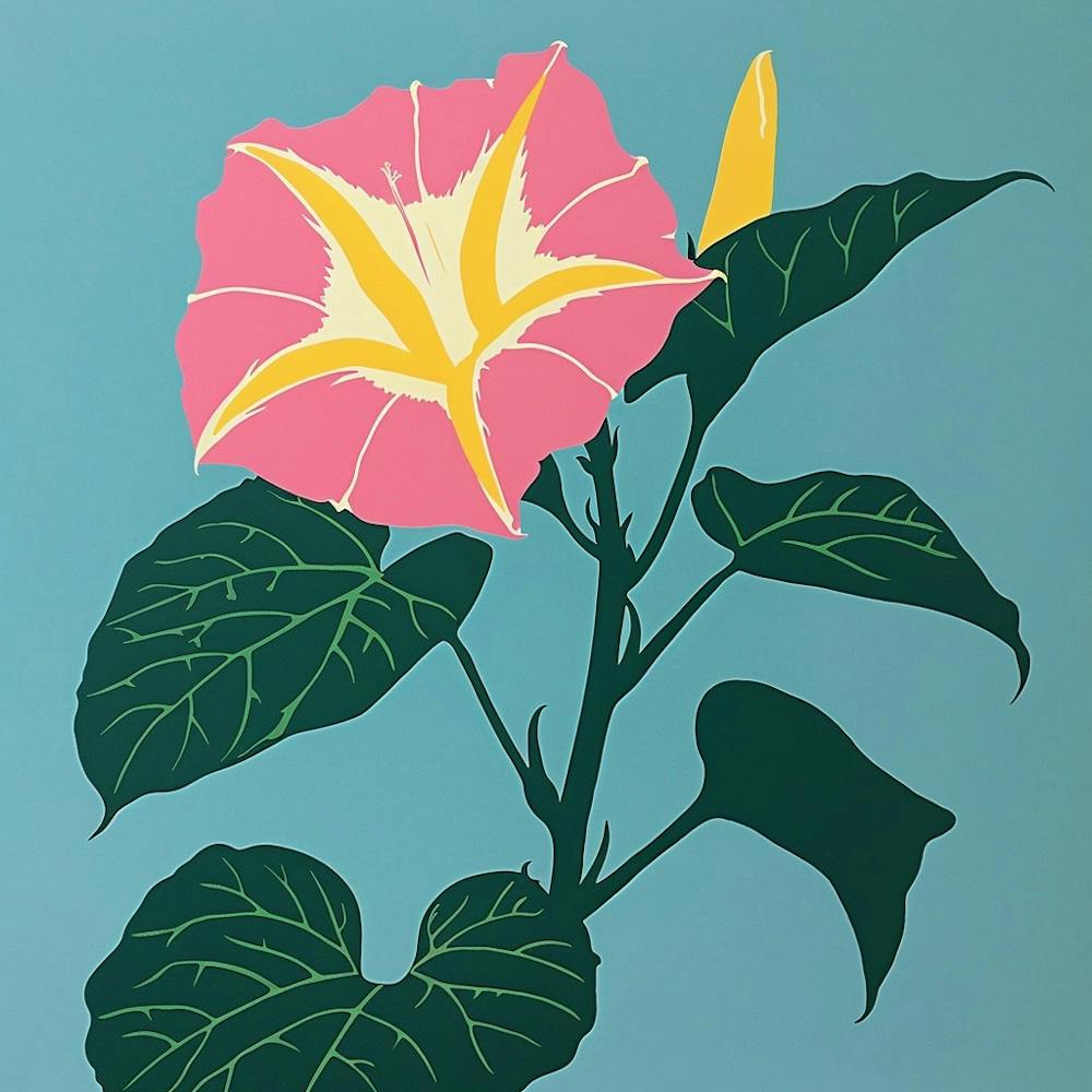 Morning Glory 3 Square Flower Illustration