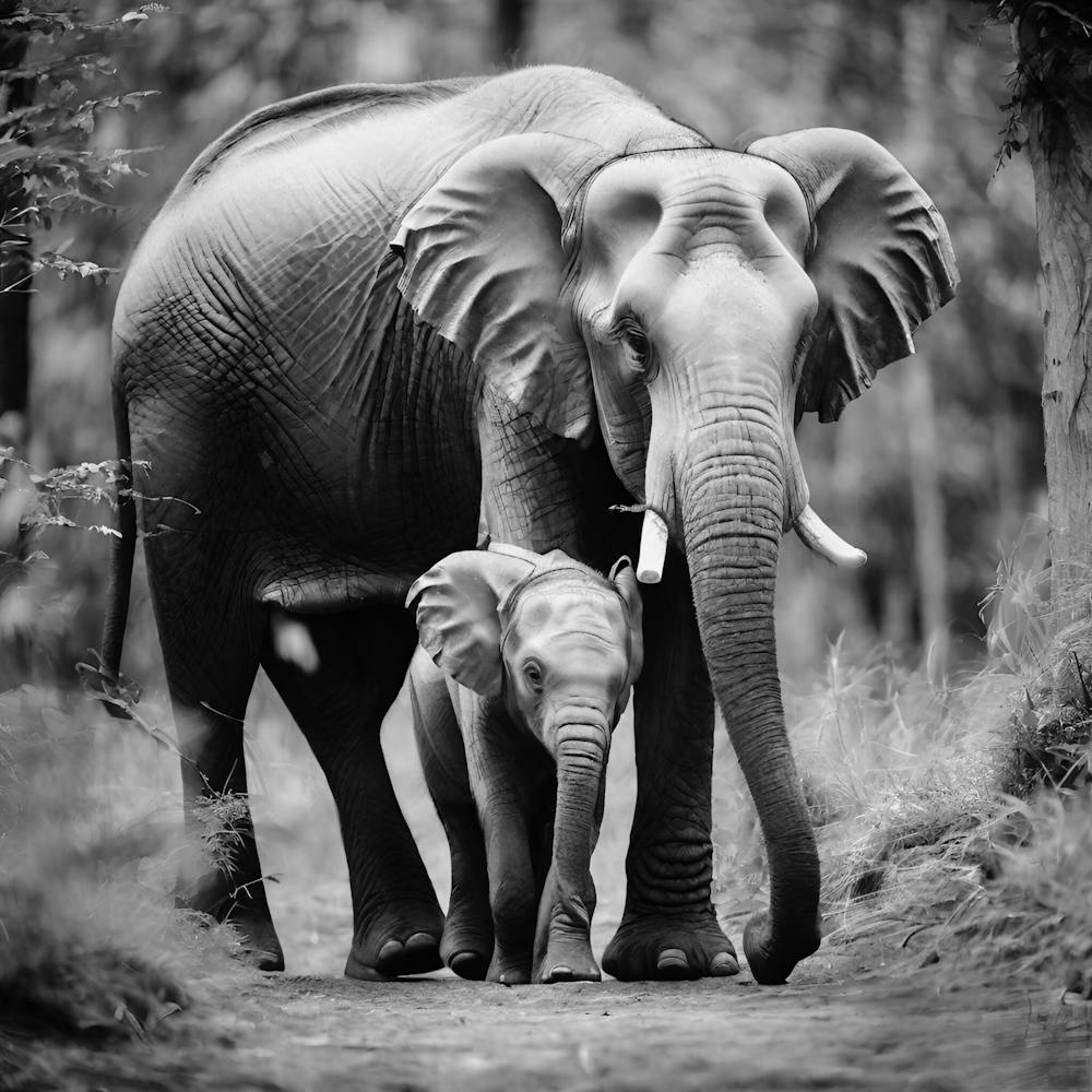 Mother And Baby Elephant