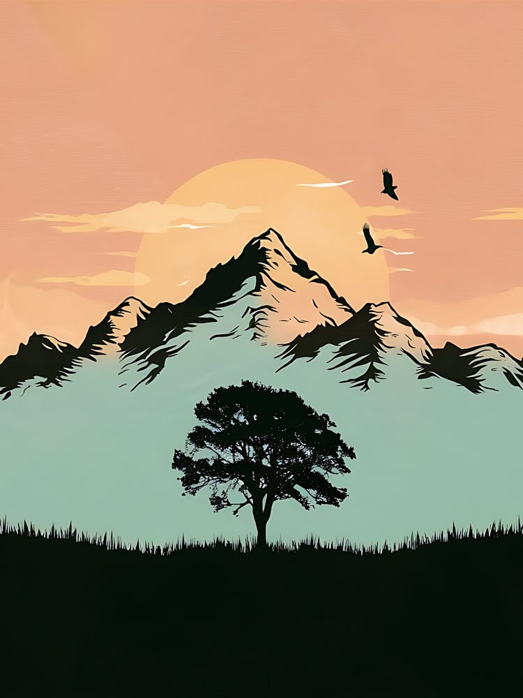 Silhouette Of A Tree At Sunset