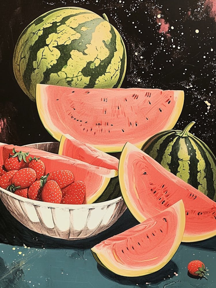 Art Deco Watermelon & Strawberries