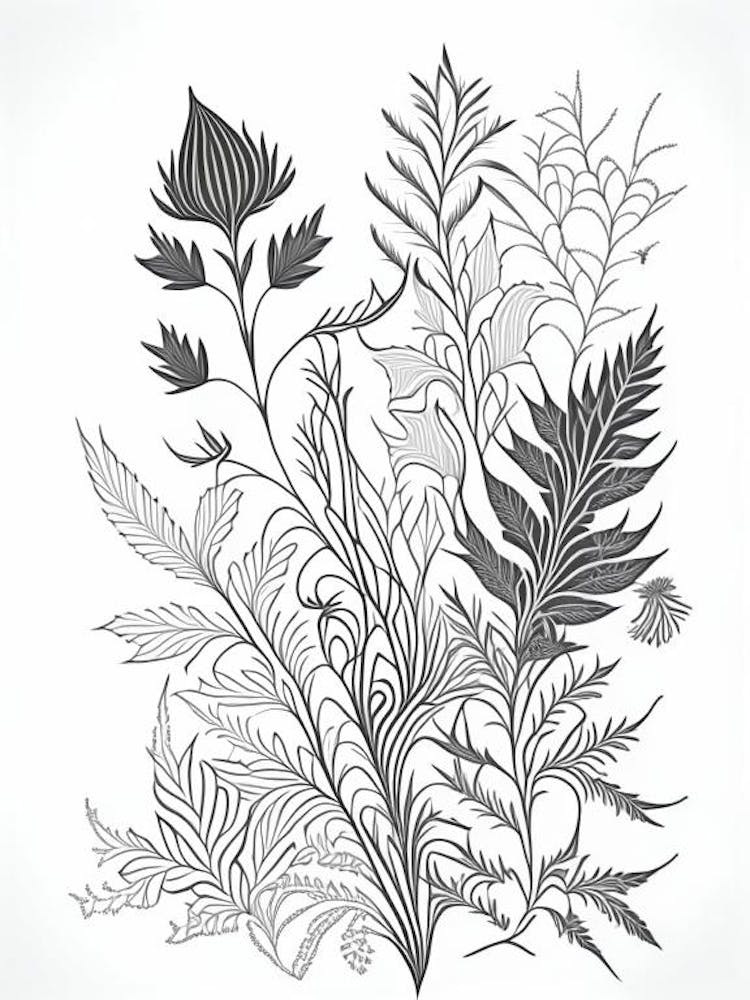 Henna Kraut William Morris Inspiriertes Linienzeichnung 2