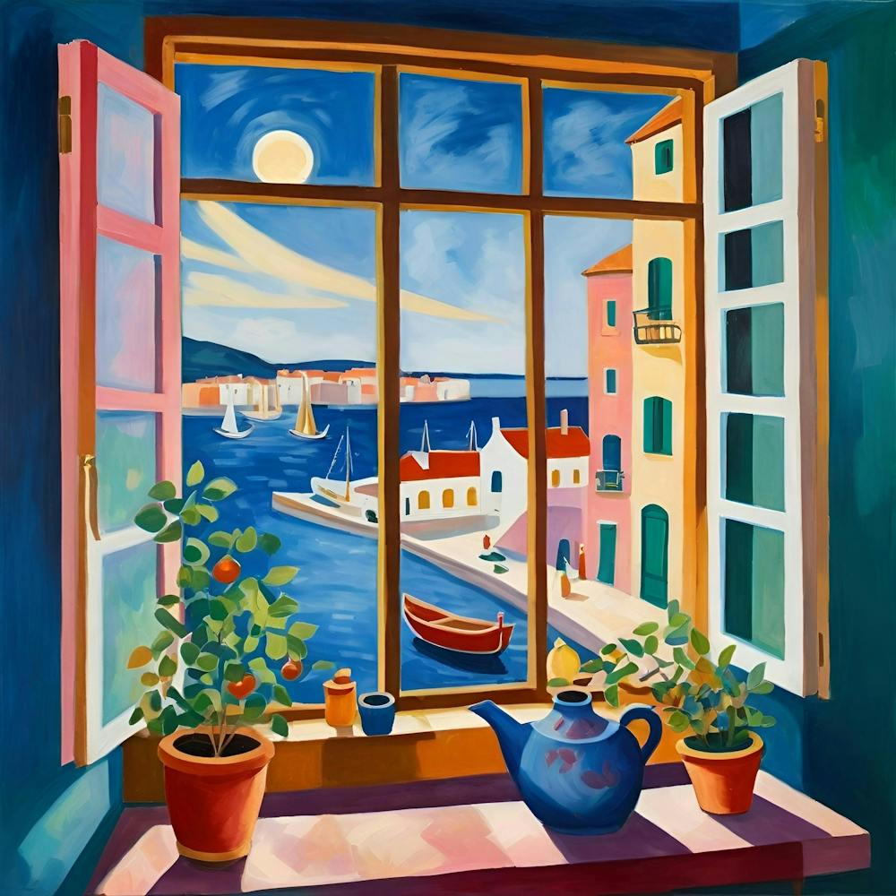 Matisse Inspired Harbor View From A Window