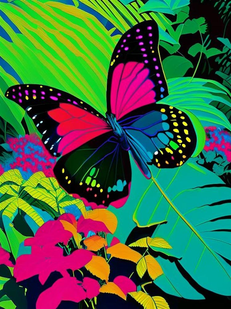 Butterfly In Botanical Gardens Andy Warhol Inspired 1