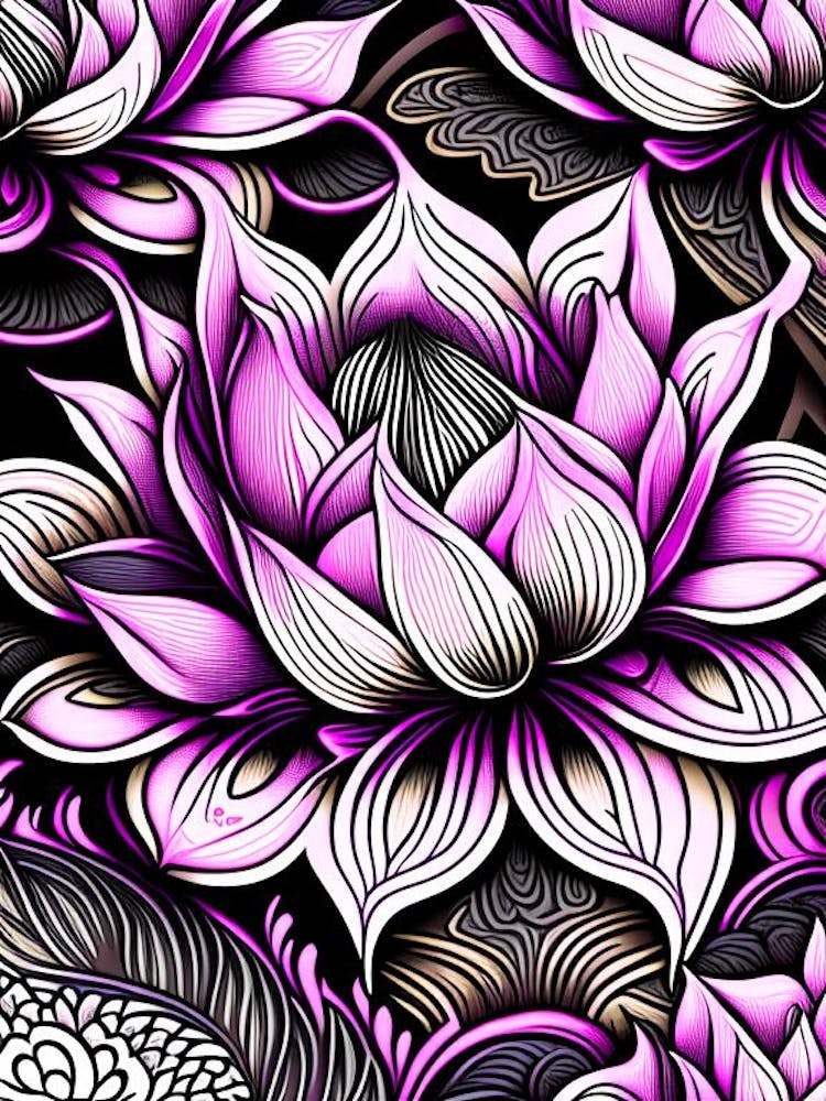 Lotus Flower Repeat Pattern Graffiti 6