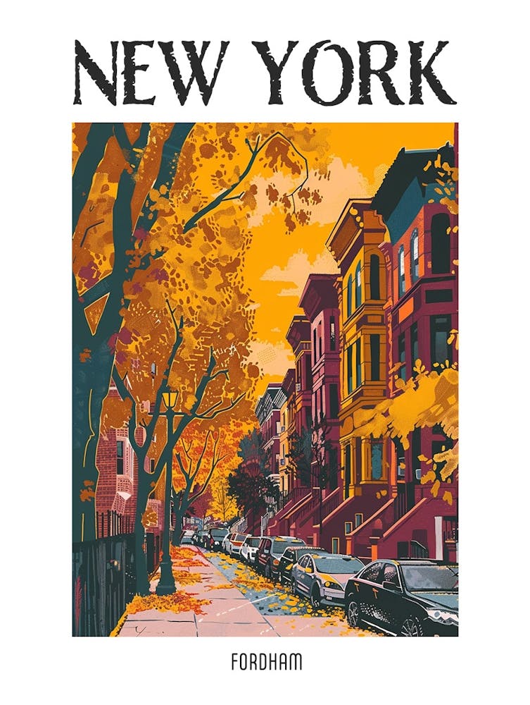 Fordham New York Illustration Sérigraphique Colorée 4 Affiche