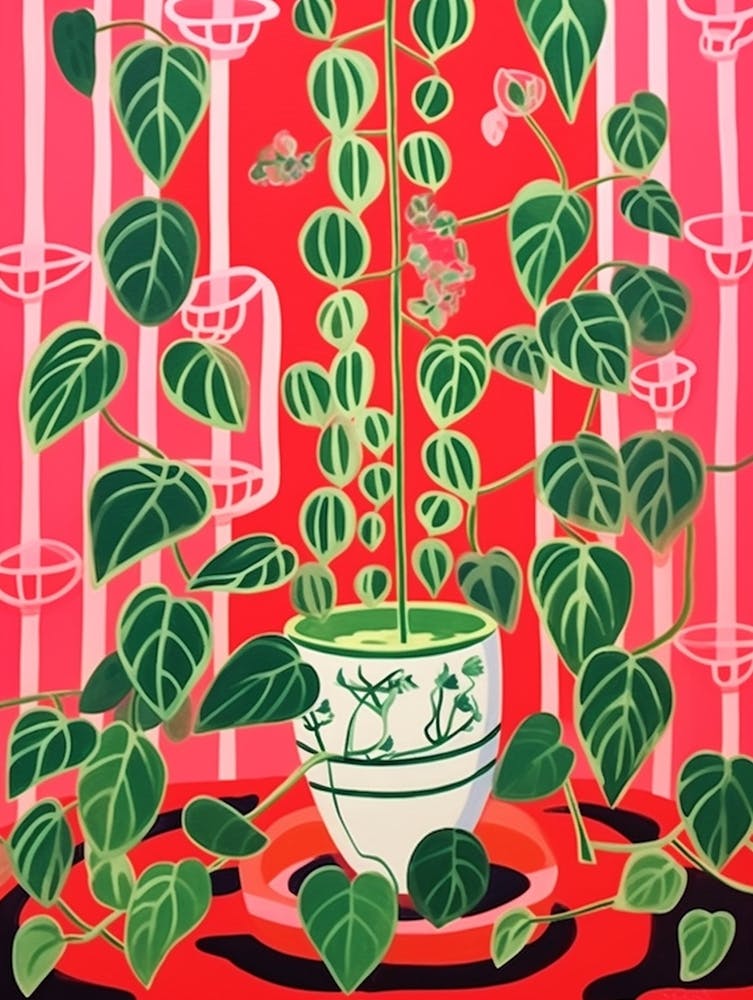 Pink And Red Plant Illustration Pothos Pearls 2