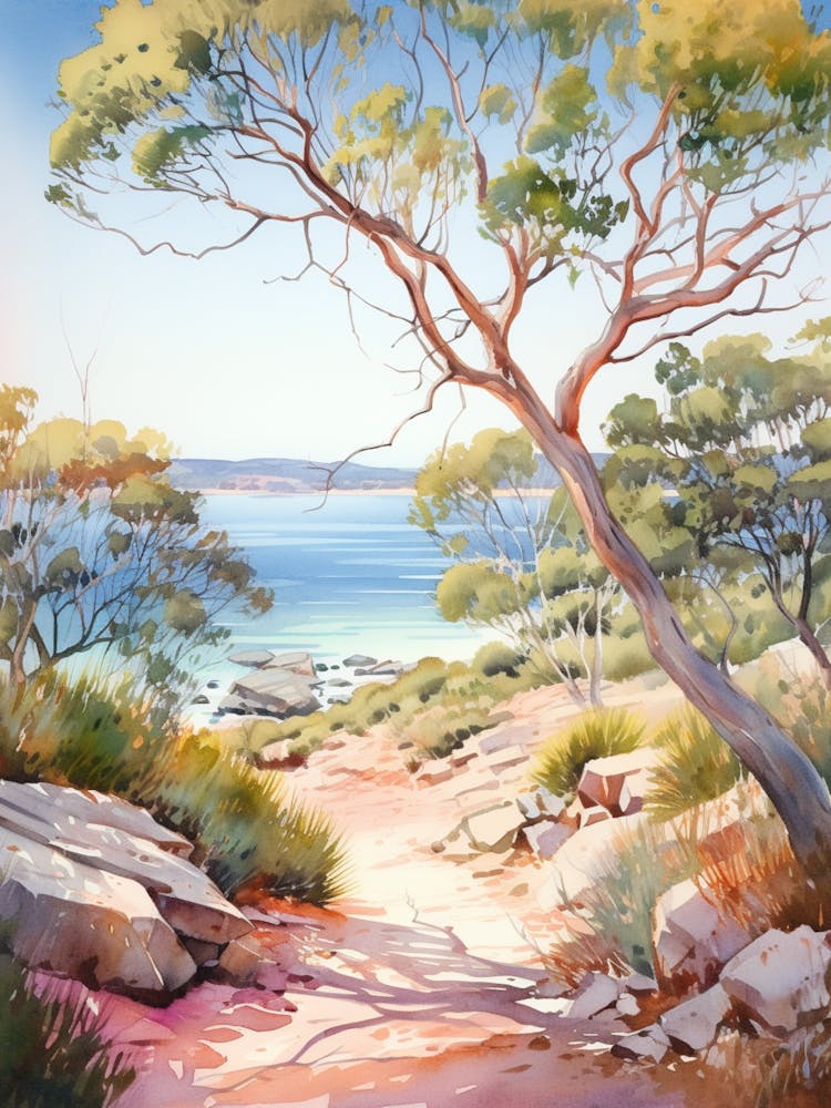 Watercolor Painting Of Cape Le Grand National Park, Australia 3