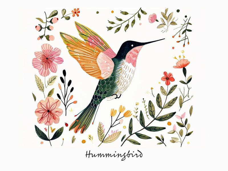Little Floral Hummingbird 1 Poster