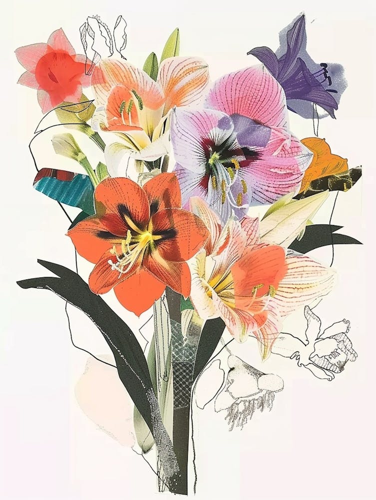 Amaryllis 2 Collage Flower Bouquet