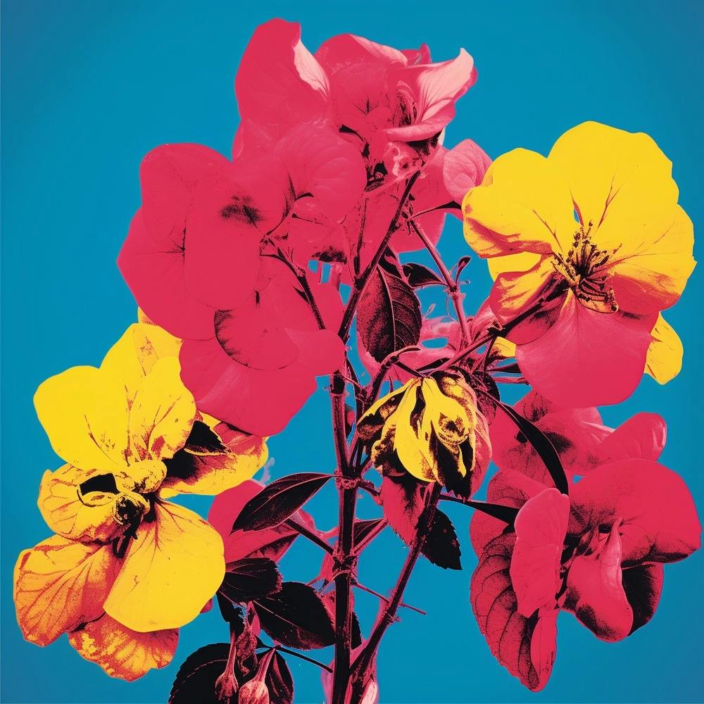 Andy Warhol Style Pop Art Flowers Bougainvillea Square