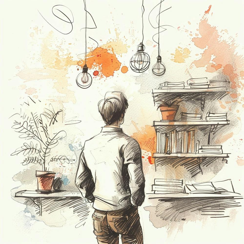 Illustration Of A Man In A Library