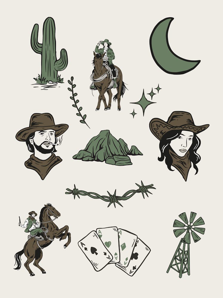 Western Flash Sheet Wall Art | Cactus Desert Wall Art | Cowboy Cowgirl Western Living Room Bedroom