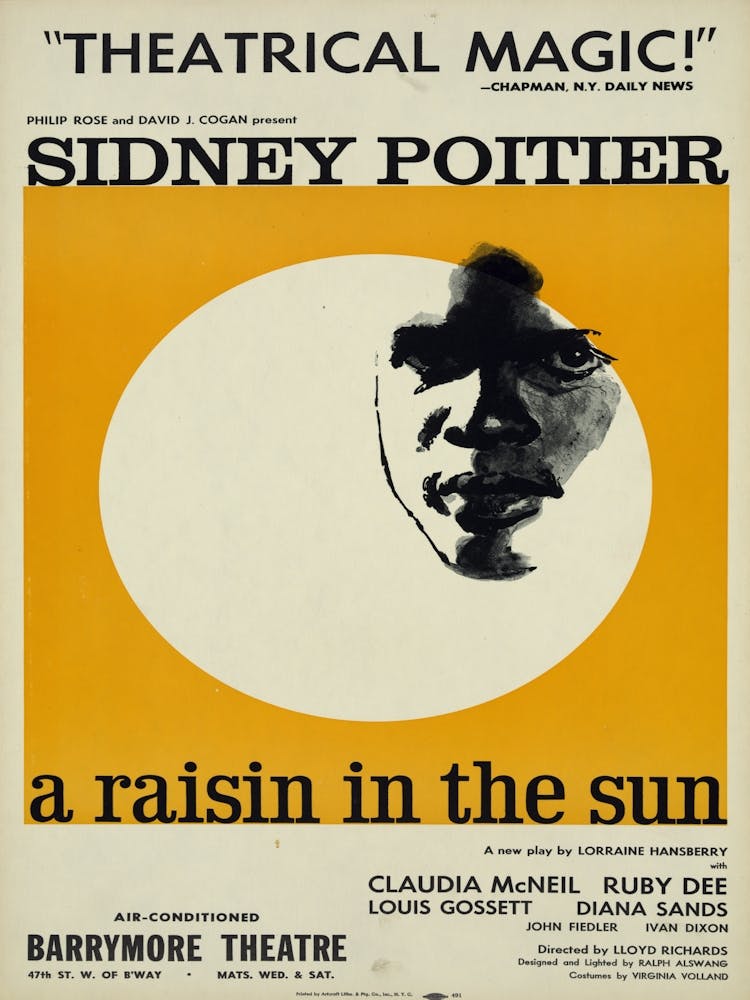 A Raisin In The Sun, Sydnery Poitier Poster 1959