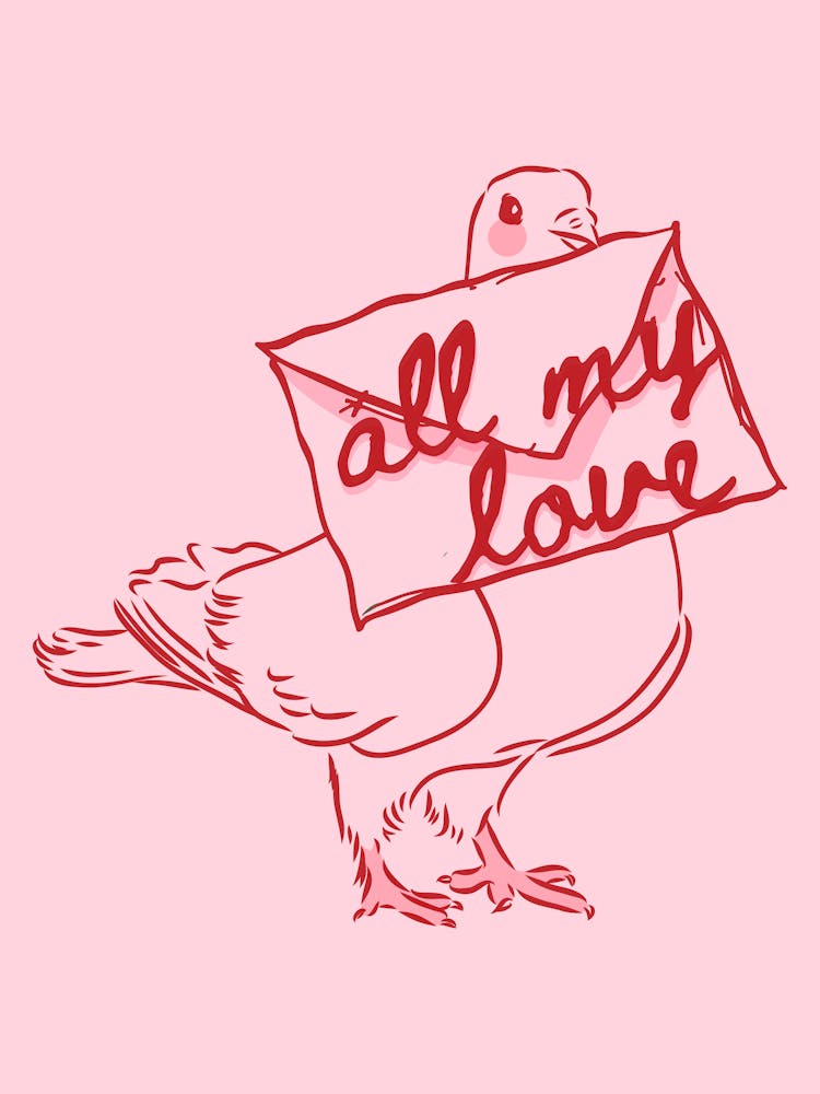All My Love | Valentines Gift | Pigeon Wall Art