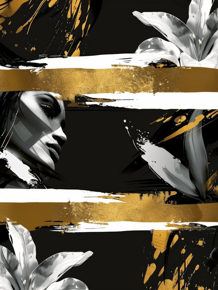 Gold And Black Abstract Painting 132